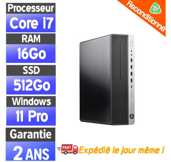 PC Reconditionné SFF – HP EliteDesk 800 G3 i7, 16Go, SSD 512Go -pc pas cher
