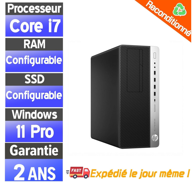 PC Fixe Reconditionné – HP 600 G3 MT i7, SSD, 16Go RAM