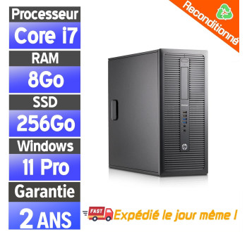 PC Fixe Reconditionné – HP EliteDesk 800 TWR i7, 8Go, SSD 256Go