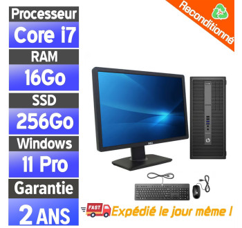 HP EliteDesk 800 G2 i7 reconditionné + écran 22" garanti 2 ans