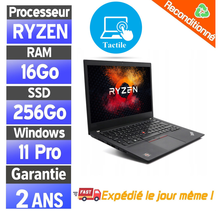 Lenovo ThinkPad T495 – PC portable reconditionné Ryzen 5