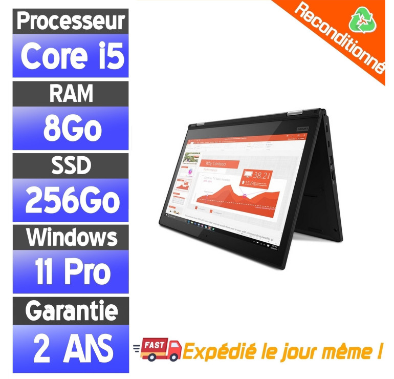 Lenovo Yoga L380 Reconditionné – i5, SSD 256Go, 8Go RAM