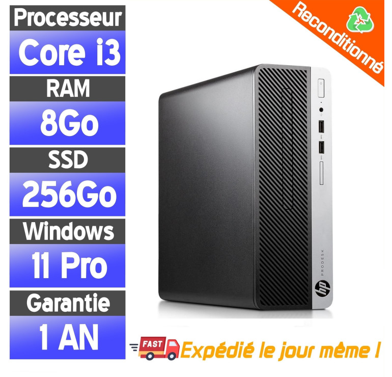 HP ProDesk 400 G4 SFF - Core i3-6100 - Ram 8Go SSD 256Go