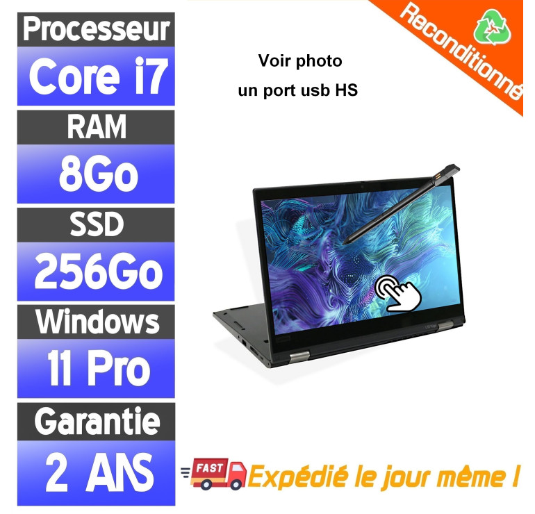 Lenovo Yoga L13 Reconditionné – Core i7, SSD 256Go, PC Portable Pro 13"