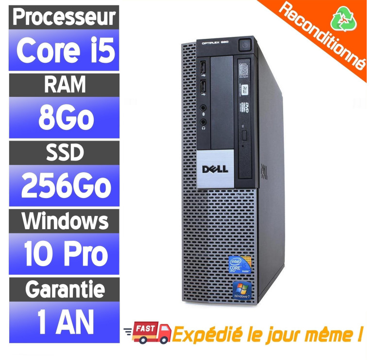 Dell Optiplex 980 SFF -intel Core i5 - Ram 8Go - 256Go SSD - Win10 Pro