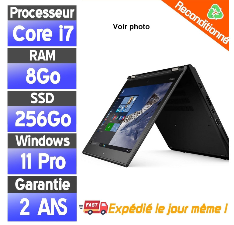 Lenovo Yoga L260 Reconditionné – Core i7, 8 à 16Go RAM, SSD 256 à 512Go