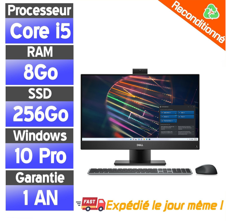 Dell Optiplex 7470 AIO - Core i5-9600 Ram 16Go SSD 256Go - Win 11