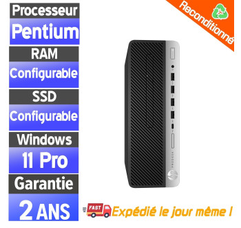 Unité centrale reconditionnée HP ProDesk 600 G3 – Pentium – SSD & RAM configurables